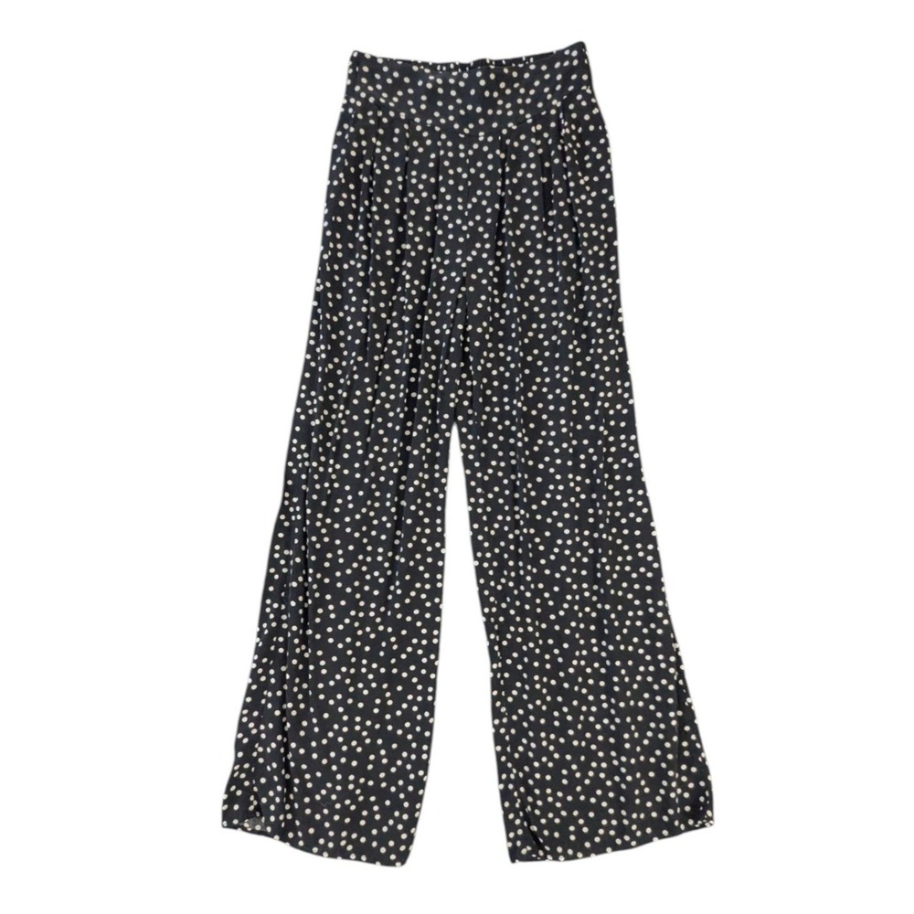 Xhilaration Polka Dot Wide Leg Pants Black White XS 100% Rayon Pleated High Rise
